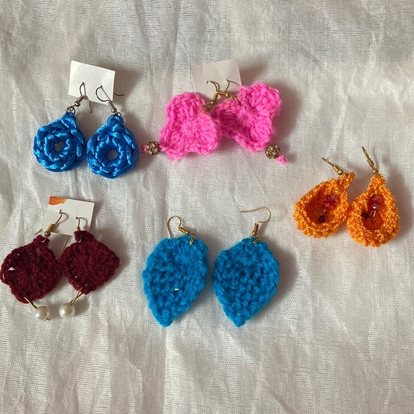 Skrots Jewelry - Combo of 5 crochet hoop earrings